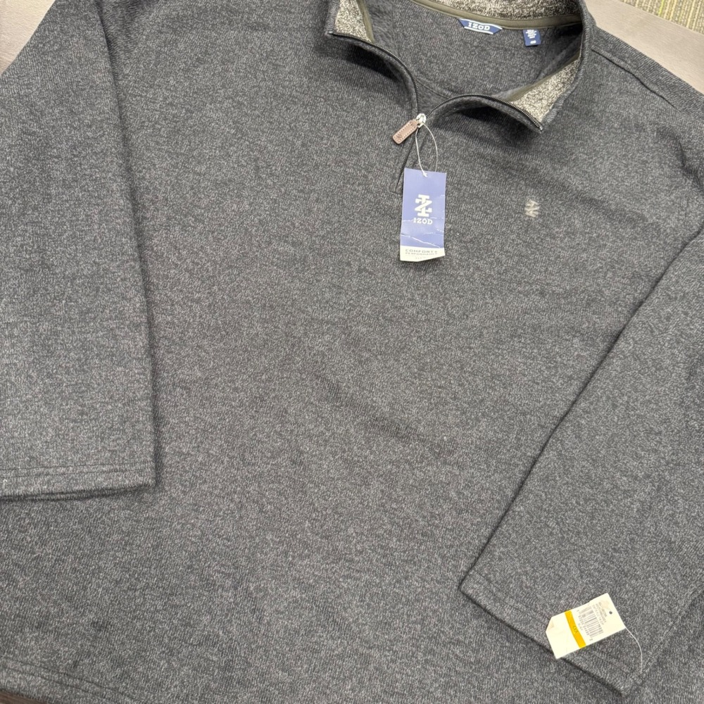 IZOD Quarter Zip Pullover Mens 4XB Black NEW Comfort+ Performance Fleece Sweater